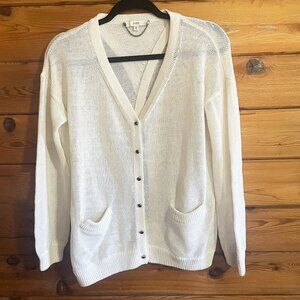 Svee NYC Cutout button down Cardigan Sweatshirt Medium Ivory Cream Knit